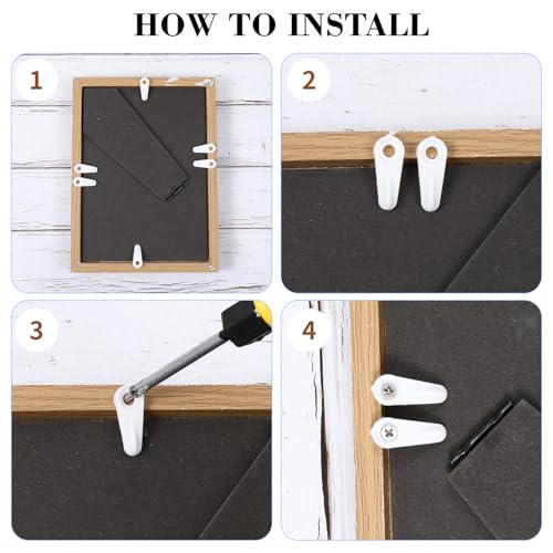 Image of 100 pcs Frame Picture Turn White Button Fasteners Picture Frame Backing Clips with 100 Screws Clip Board Fasteners Hardware for Hanging Pictures Photos Drawing DIY CraftPosters