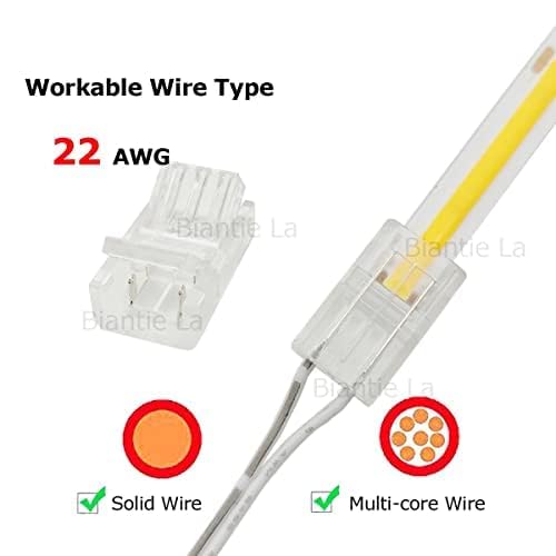 Miniatura 3 de Conector de tira LED COB de 2 pines de 0.315 in a cable, clips sin cable, adaptador sin soldadura, conexión de extensión para tira de luces LED de