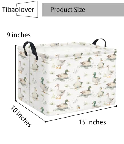 Image of Rectangular Baby Kids Storage Basket for Home Kitchen Girls Cute Toy Storage Bin Organizer Shelf Book Room Decor(Duck)