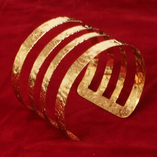 Image of Touchstone Indian Bollywood Desire Brass Base Exotic Workmanship Free Size Cuff Bracelet in Antique Gold Or White Or Copper Tone for Women.
