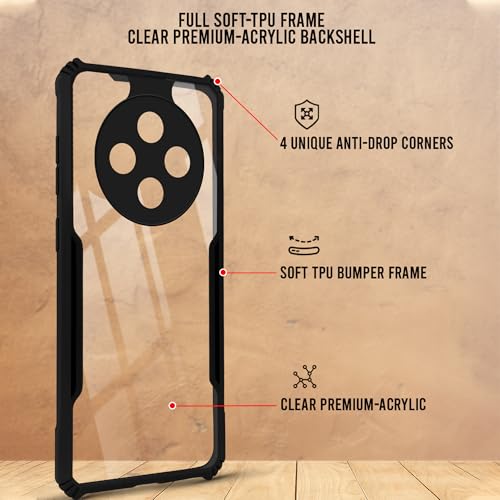 Image of Jkobi Back Cover Case for Oppo F27 Pro | Oppo F27 Pro Plus (Shockproof with Polycarbonate Clear Panel | Professional Black)