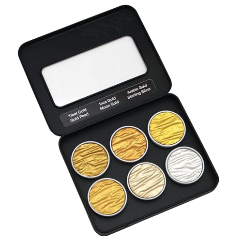 Finetec Coliro C600 Artist Mica Watercolor Pearl and Shimmer-Pearl Set of 6