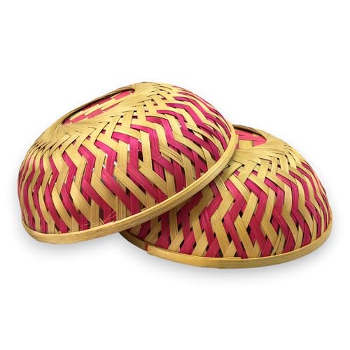 Image of ROYAL 11 ART & CRAFT Multipurpose Bamboo Basket Set for Fruit /Vegetable /Dry Fruit /Chocolate Packaging /Wedding Gift and Daily Use DIY Projects (Red) Size-9 Inch,Pack of-5