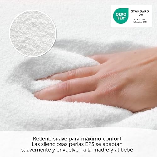 Theraline Original Almohada Embarazada XXL 190 cm - Cojin Lactancia Bebe 100% Algodón - Relleno de Microperlas Silenciosas - Cojín Dormir Embarazo Sin Sustancias Nocivas - Gris Hojas - imagen 7