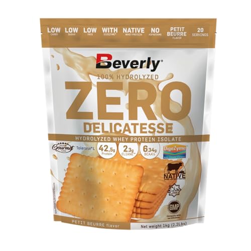 Beverly Zero Delicatesse - Proteína Hidrolizada de Suero con Digezyme y Tolerase - 1 Kg - 29 g de proteína por ración - 28 servicios - Excelente digestibilidad - Sabor (PETIT BEURRE)