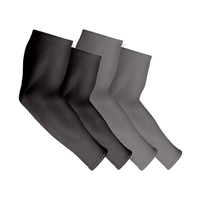 Image of INNERSTYLE Cotton Full Arm Sleeves Men Women for Summer UV Tan Protection Hand Shocks for Boys Hand Cover Arm Sleeve for Bike Riding Cycling, Grey Black, Pair of 2