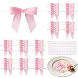50 Pcs Pink Mini Bows 2.75 Inch Twist Tie Bows Elegant Pink Bows for Gift Wrapping, DIY Crafts, Party Decorations, Baby Shower, Birthday, Wedding Decor, Gift Bags