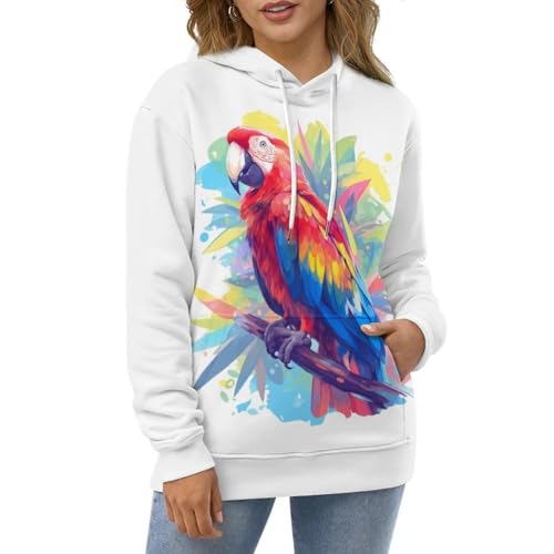 Sweat à capuche perroquet aquarelle sweatshirt pullover S - 2