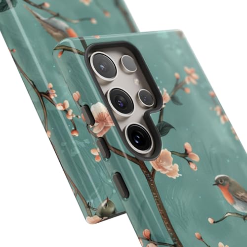Coque Samsung S24 Ultra fleur de pêcher rigide anti-choc sarcelle - 2