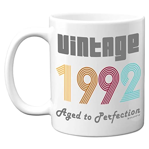 Stuff4 Taza café Vinatge 1991 30 cumpleaños hombres mujeres, taza café Vinatge 315 ml cerámica apta lavaplatos, taza mejor amigo cumpleaños Navidad, regalos divertidos 30 cumpleaños él