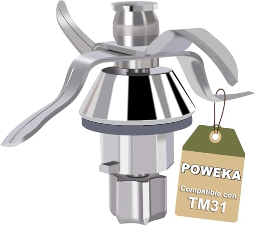 TM31 Cuchillas de Repuesto Compatible con Vorwerk Thermomix TM31 Robot de Cocina en Acero Inoxidable con Junta por Poweka