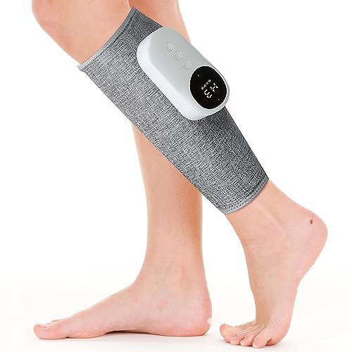 Leg Massager - Calf Massager for Circulation and Pain Relief,3 Intensity Levels, 3 Modes, Heat Function, Type-C Rechargeable, Adjustable Size, Muscle Relaxation 1Pack (Gray)