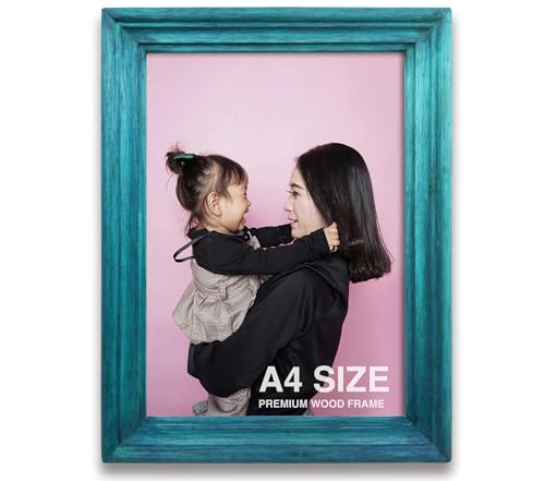 Image of A4 size Frame | Wall Photo Frame | Small picture Frame | Yellow Wood Frame for Wall | Bright & Stylish Wall Decor (A4, 8.3x11.7 inch, Yellow)