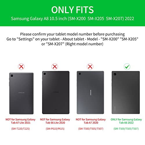 Juqitech Backlit Keyboard Case For Samsung-Galaxy-Tab A8 10.5 2022 Smart Soft Case With Bluetooth Keyboard For Galaxy Tab A8 10.5" Sm-X200/X205/X207 Detachable Wireless Keyboard Tablet Cover, Black #TOP7