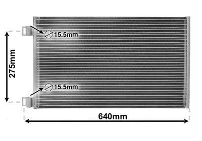 VAN WEZEL 43005444 Condensador aire acondicionado sin secador Compatible con RENAULT KANGOO Express FW0/1 Kangoo 2 / Grand Kangoo KW, KW0/1 KANGOO BE BOP KW0/1, MERCEDES-BENZ Citan Furgoneta W415