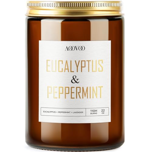Image of AOOVOO Eucalyptus Mint Candle - Large Scented Soy Wax Aromatherapy Candle, 22oz