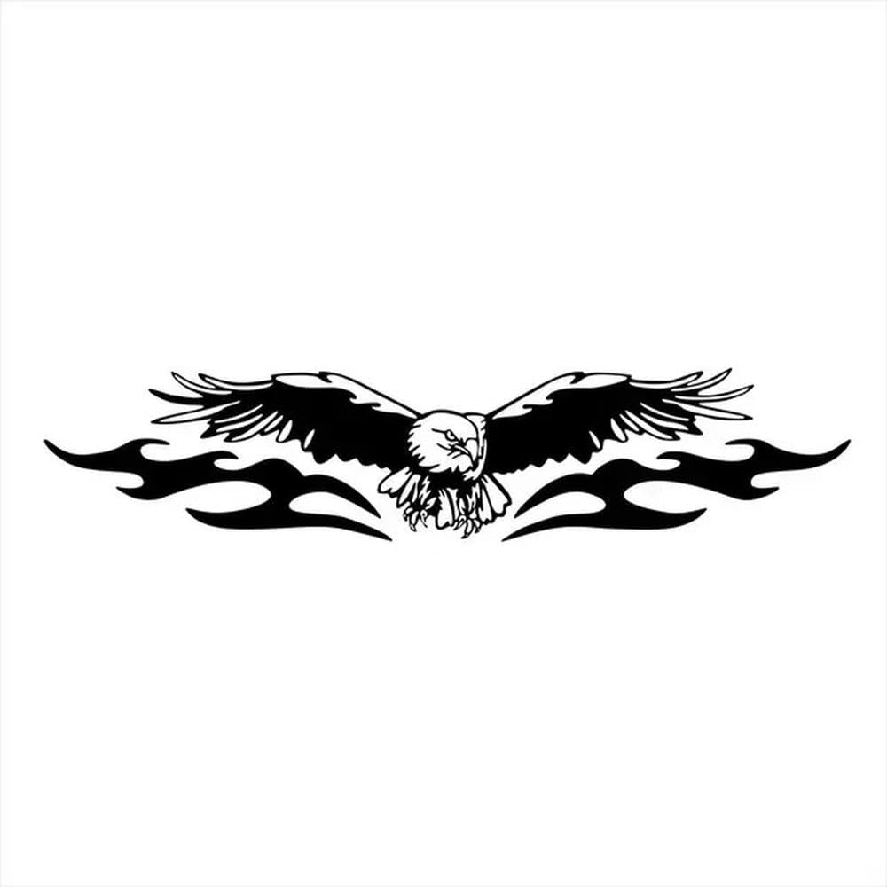 3pcs The Eagle Fire Totems Car Sticker DIY Hood Vinyl Decals Accessories Sports Wings Car Racing Stripes(Black,80X25CM)
