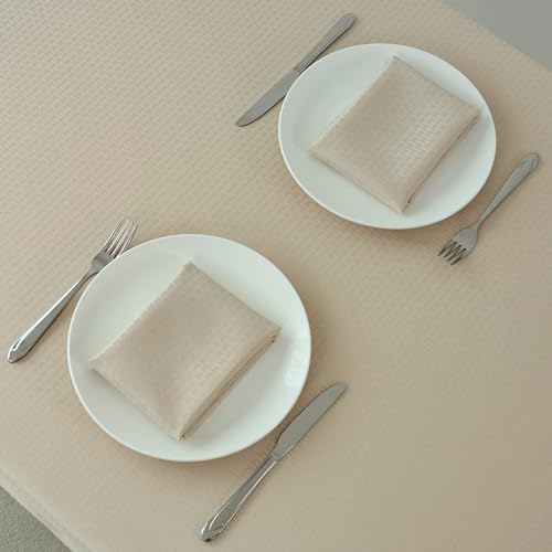 Image of maxmill Cloth Napkins 20 x 20 Inch Weaved Texture Pattern Soft Comfortable and Luxury Serviette for Restaurant Family Dinners Weddings Parties and Banquets Set of 4 Pieces, Natural