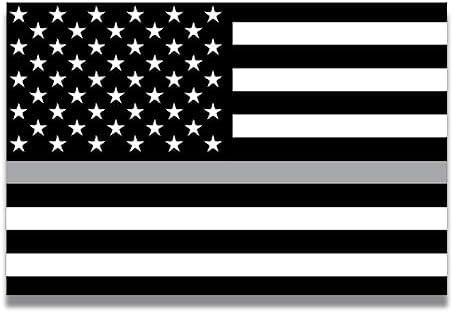 Magnet Me Up Thin Silver Line American Flag Magnet Decal, 4x6 Inches, Black, Silver and White, Heavy Duty Automotive Magnet for Car Truck SUV, in Support of All Correctional Officers