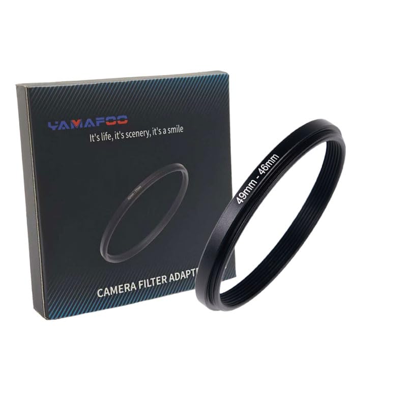 YAMAFOO 49mm to 46mm Step-Up Ring/Step Down Rings Filter Adapter for All Brands UV ND CPL Metal Ring Step-Up Rings Adapter Filter,Black (49-46)