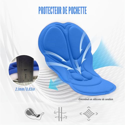 Fiohiros Short de Cyclisme Rembourré 3D pour Garçon - Short de Cyclisme Rembourré pour Enfants de 6 à 14 Ans, Séchage Rapide (FR/ES, Âge, 8 Ans, 10 Ans, Taille Normale, Noir + Bleu) – vue 3