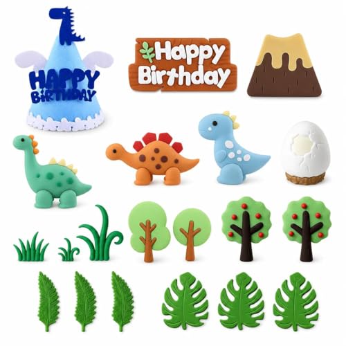 Sotbnna 19 Pièces Anniversaire Dinosaure Anniversaire 3D Decoration Anniversaire Dinosaure,Décorations-Dinosaure Vertes pour Fêtes Bébé, Anniversaires Enfants Et Thème Jungle.