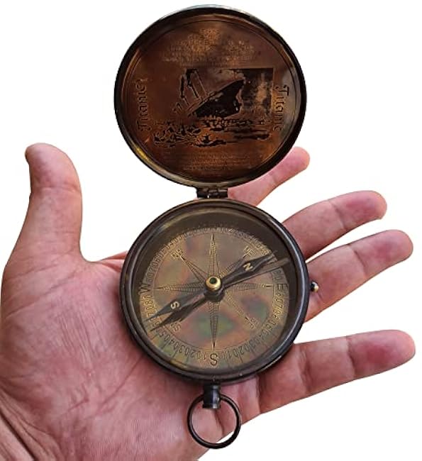 Collectibles Buy Authentic Antique Lid Titanic Compass Brass Finish Directional Magnetic Compass Vintage Nautical Sailor Article - Maritime Magnetic Gift