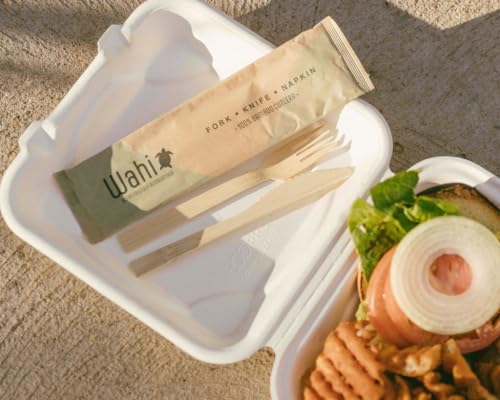 WAHI-HAWAII-100-pc-Bamboo-Utensil-Cutlery-Set-Disposable-100-Compostable-Eco-Friendly-Biodegradable-Wood-Like-Natural-50-forks-25-spoons-25-knives-for-Wedding-Kitchen-Picnic-Party-Camping