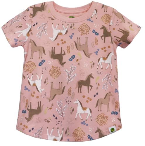 John Deere Pink Horse Design Short Sleeve Shirt Girls Sizes 2T 3T 4T