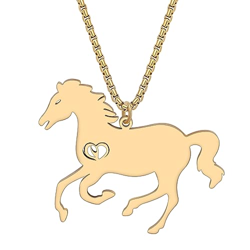 Regalos de caballos para mujer y niñas con collar de acero inoxidable LONYOO