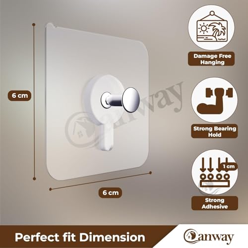 Image of CANWAY 20 Pcs Heavy Duty Self Adhesive Nail Wall Hook No Drill Needed for Use Inside Home & Kitchen