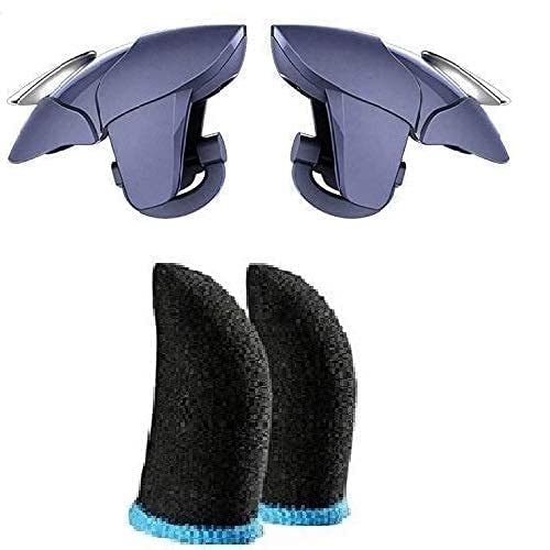 Pubg Mobile Trigger Gaming Gamepad Sensitive Triggers L1 R1 Shooting Aim Button Joystick Gamepad Controller Shark Trigger S-6 for All Smartphone With 1 Pair of Sleeves