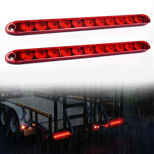 MICTUNING 2PCS 16 inches 11 LED Red Trailer Light Bar - Waterproof Sealed Park Turn Signal Light Tail Brake Stop Bar Truck Trailer Marker ID Bar