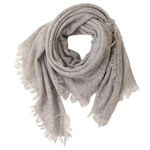 Prettystern Wolken-Weich luftig Diamant Form Fransen Kaschmir-schal leicht Cashmere Winter Frühling Tuchfür Damen Hell-Grau