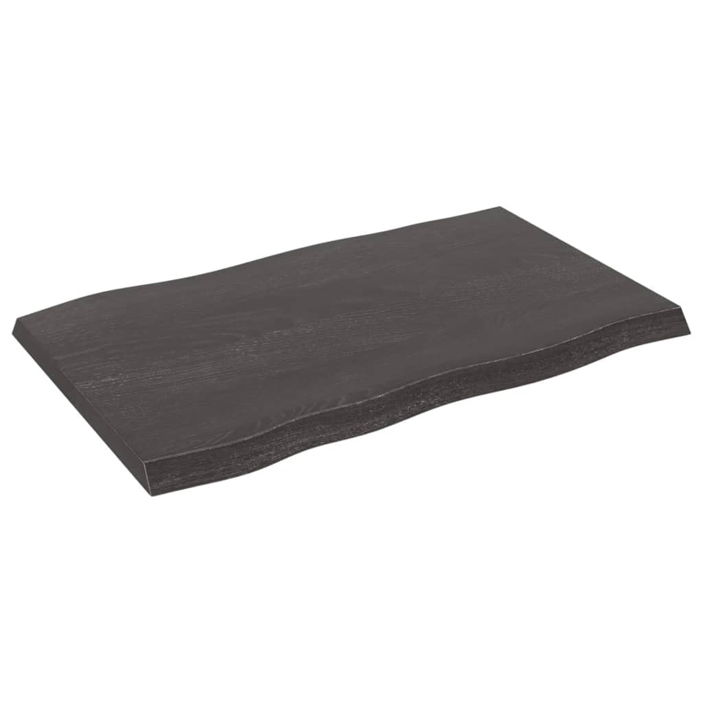 INLIFE Tablero de mesa 80 x 50 x 4 cm madera maciza de roble tratada borde de árbol, 8,1 kg, 364008