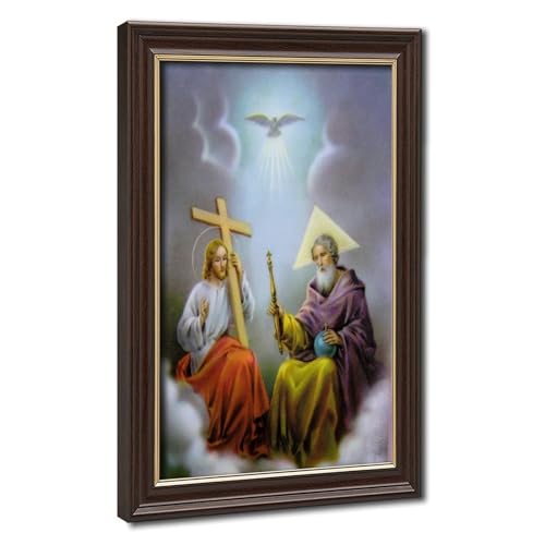 Toile de la Sainte Trinité avec cadre suspendu en bois haute finition 61x91cm