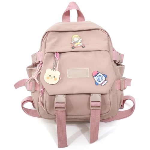 Syglawnd Mochila Kawaii, Lindas Mini Mochilas, Mochila Kawaii de Nylon Impermeable con Colgante para la Escuela, Gimnasio, Biblioteca, Viajes, Senderismo, Fiesta, Camping, 10.6x9x3in