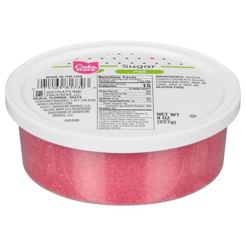 Cake Mate Red Sanding Sugar Edible Red Decorating Sugar for Cupcakes Cakes Cookies & Desserts Perfect for Cake Decorating Holiday Treats and Special Occasions (8 oz)