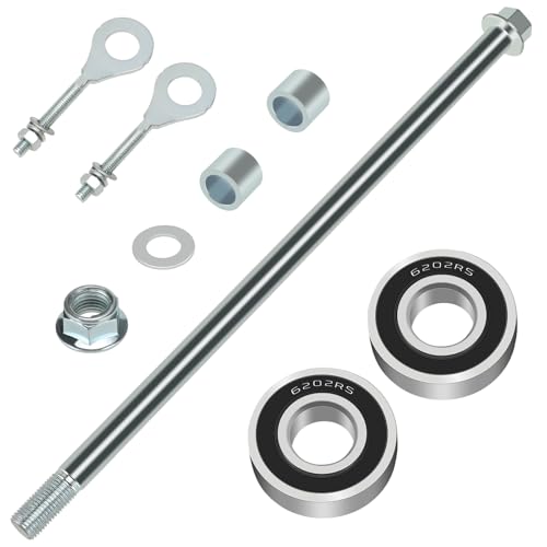Image of 14mm 290mm Mini Bike Rear Wheel Axle Nut Kit with 6202RS Rear Bearing Compatible with Coleman CT200U-EX BT200X 196CC 200CC 6.5HP Mini Bike Powersports Accessories Parts 15mm Chain Adjuster