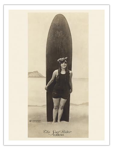 The Surf-Rider Hawaii - Bathing Beauty with Surfboard - Vintage