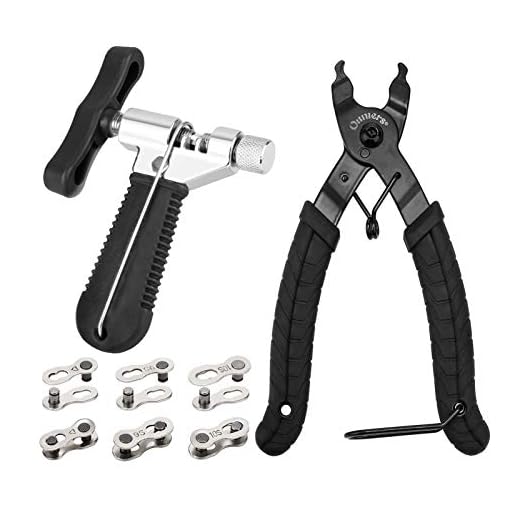 QKURT Pince de Lien de vélo + Fractionnement de disjoncteur de chaîne + 6 Paires Lien manquant pour Bicyclette, Outil Professionnel de réparation de chaîne de vélo