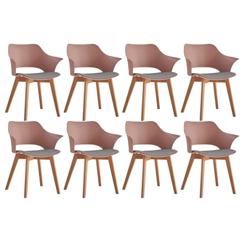 Grandca Home Juego De 8 Sillas De Cocina Nórdicas, Silla De Comedor Con Patas De Madera Maciza, Sillas Tapizadas Para Dormitorio, Sala De Estar, Cocina,Frijol Rosa Grandca Home Juego De 8 Sillas De Cocina Nórdicas, Silla De Comedor Con Patas De Madera Maciza, Sillas Tapizadas Para Dormitorio, Sala De Estar, Cocina,Frijol Rosa