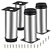 DBREAKS 4Pcs Patas para Muebles Regulables en Altura, Patas Redonda Inoxidable para Mesa, Patas de Armario de Metal Ajustable Plata, Altura Ajustable 20mm, con 16 Tornillo, para Muebles(Ø50x150mm)