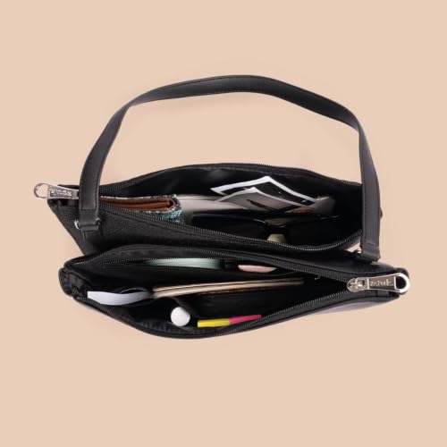 Image of ZOUK Kiya Small Shoulder Bag for Women - Dual-Sided Shoulder Bag with Criss-Cross Design| Handcrafted Purse with Dual Zipper Compartments & Water-Resistant Lining | Auroville Amethyst