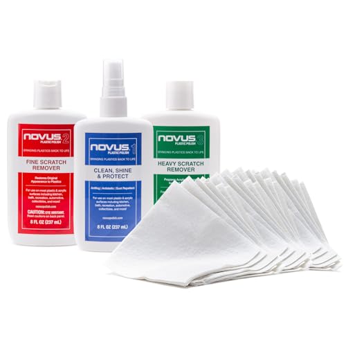 Kit de pulidor plástico Novus con 36 toallitas y 3 frascos de 8 oz