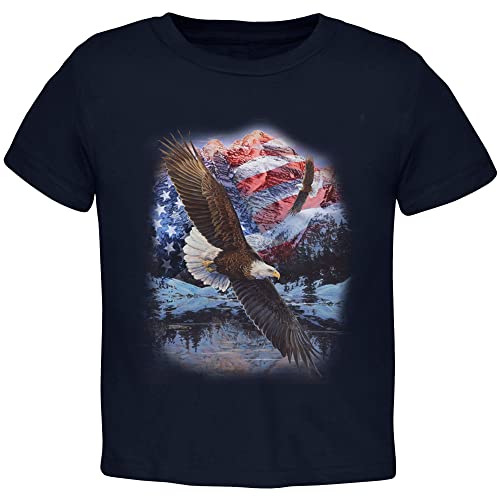 4th of July American Flag Bald Eagle Toddler T Shirt Navy 2T