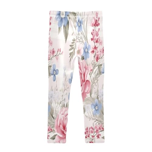 Bolaz Toddler Girls Leggings Printed Yoga Pants Leggings Blue Pink Rose for Kids2