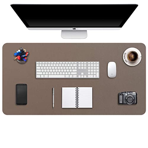 Image of Desk Pad Large, DOBAOJIA Desk Mat, Laptop Mat, Writing Pad, Desk Blotter, Extended Mouse Mat, Large Mouse Pad for Office /Home, PU Leather Waterproof +Suede Non-Slip 35.4 inch X 16.9 inch (Mud)