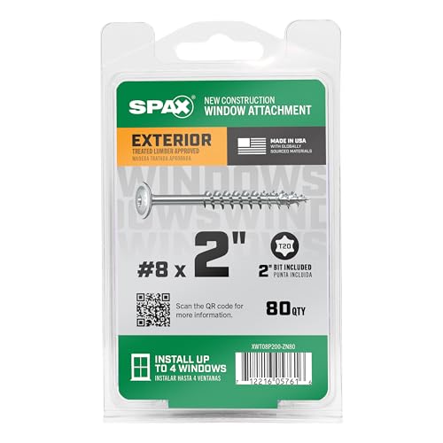 SPAX Tornillos para madera #8 x 2 pulgadas, cabeza wafer para construcción exterior e interior, 80 piezas, Torx T20, alta resistencia a la corrosión miniatura 5