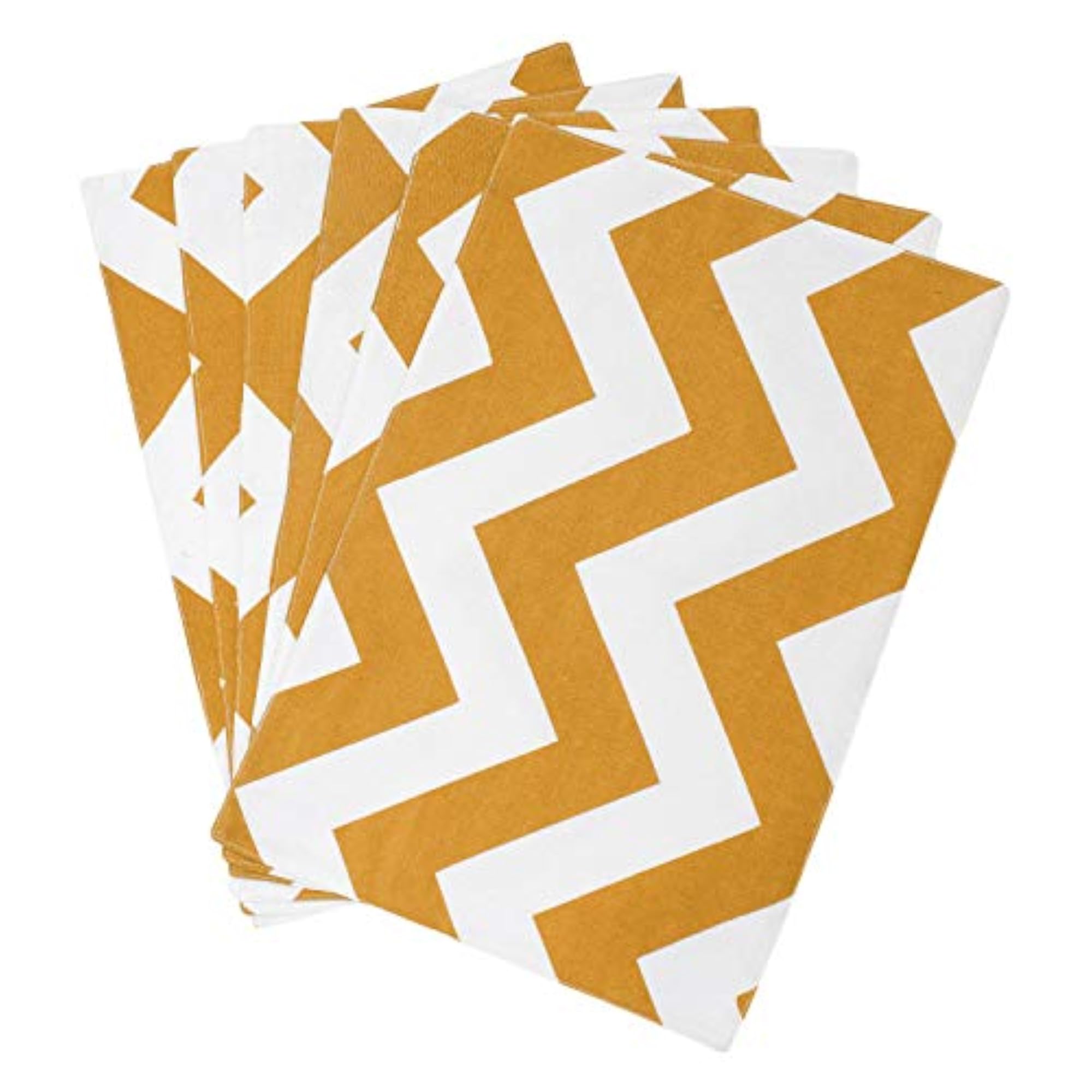 Chevron Printed Yellow Table Runner with 8 Pcs Place Mat